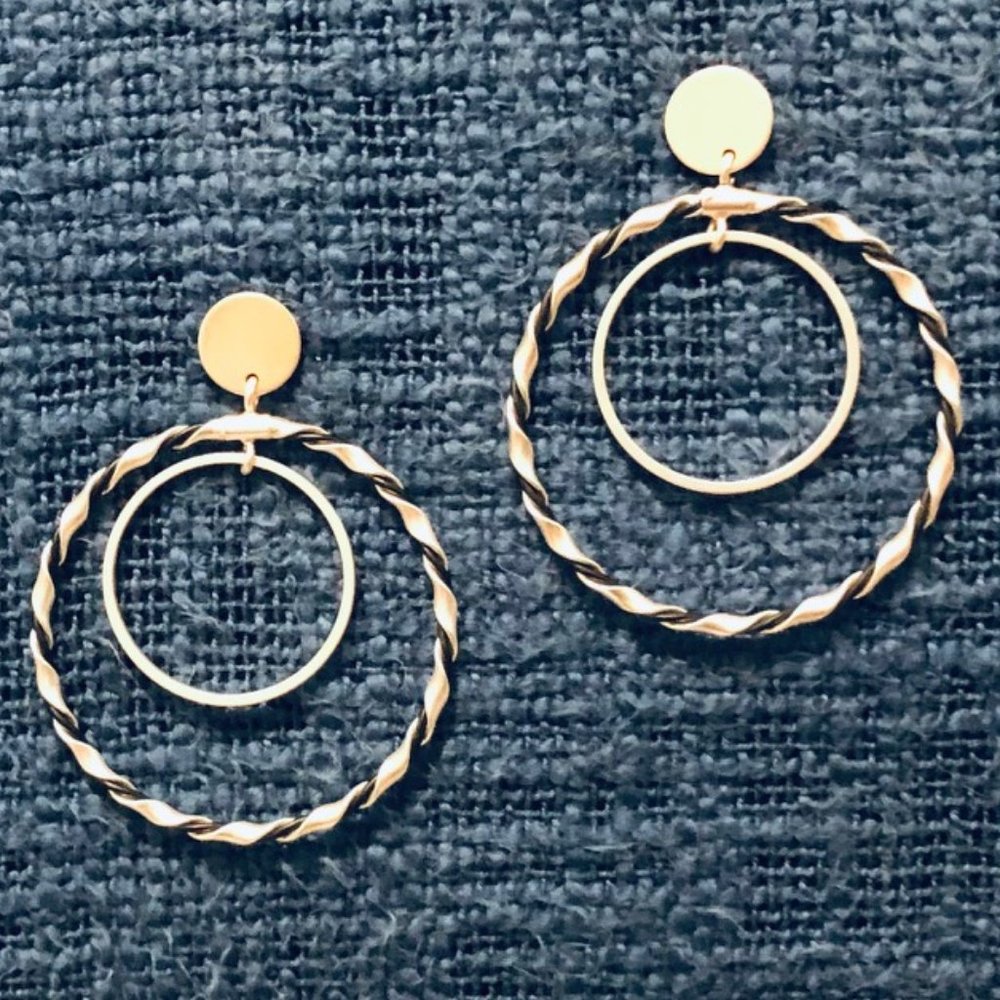 Silver Double Hoop Pierced Earrings